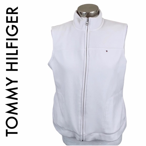 Tommy Hilfiger Jackets & Blazers - TOMMY HILFIGER WHITE FLEECE VEST JACKET SIZE LARGE